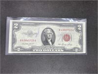 1953 $2 RED SEAL Treasury Bond Bill Serial AA