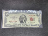 1953 $2 RED SEAL Treasury Bond Bill Serial AA