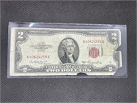 1953 $2 RED SEAL Treasury Bond Bill Serial A40624A
