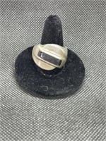 Heavy Solid 19 Grams Silver & Onyx Mens Ring