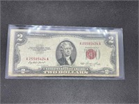 1953 $2 RED SEAL Treasury Bond Bill Serial A25585A