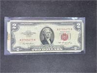 1953 $2 RED SEAL Treasury Bond Bill Serial A07504A