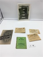 WWII Buy Bonds Ration Books, ect