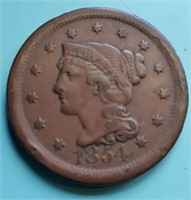 Coronet Large US One Cent Coin 1854 (1)