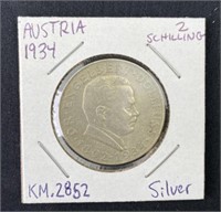 1934 Austria Silver 2 Schilling