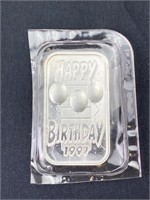 1 oz Fine .999 Silver Birthday Bar 1997
