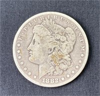 1882 Morgan Silver Dollar US $1 Coin