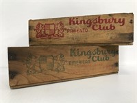 Two Kingsbury Club vintage wood cheese boxes