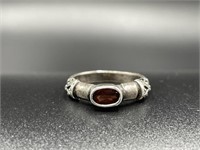 Sterling silver amber stone ring
