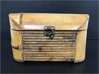 Vintage bamboo wood box w/ metal latch