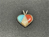 CLY Navajo sterling silver tri-stone pendant