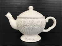 Baroque white ironstone teapot