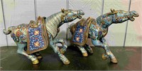 Pair Of Oriental Cloisonne Horse Sculptures