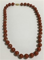 14k Gold And Red Jasper Beaded Necklace