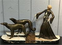 French Metal Art Deco Figural Grouping