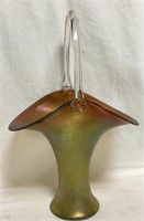 Iridescent Art Glass Basket