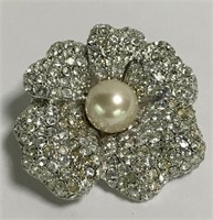 Puccini Rhinestone And Faux Pearl Broche