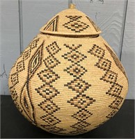 Woven Storage Jar With Geometric Design