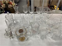 Lot of glass mugs, wine glass