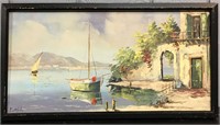 Signed Bertels Oil On Canvas Lake Scene
