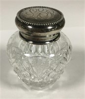 Cut Glass Bottle With Sterling Silver Lid
