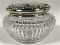 Cut Glass Jar With Sterling Silver Lid