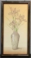 Signed Hanerly Oil On Canvas Still Life Of Flowers