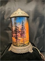Antique Scene in Action Forest Fire motion lamp.