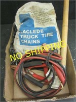 BOX TIRE CHAINS, JUMPER CABLES