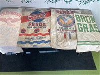 (4) Feed & Seed Bags with Advertising