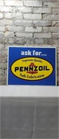 Vintage Pennzoil Motor Oil Metal 2 sided Sign