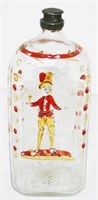 Stiegel Type Enamel Decorated Bottle 6"H