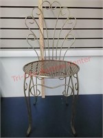 Vintage gold metal vanity stool
