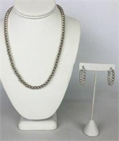 Sterling Beaded Necklace & Earrings
