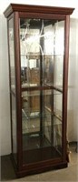 Lighted Mirrored Back Curio Cabinet with Etched