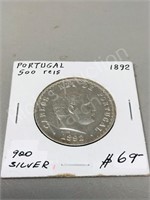 Portugal 1892  500 reis coin