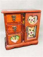 wood jewelry box w/ contents- various