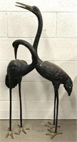 Pair of Brass Standing Crane Sculptures