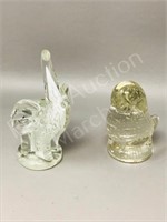 pair- Alta glass figurines- Elephant & Bird