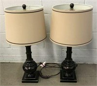 Pair of Metal Lamps with Paper Shades