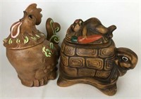 Winton Rooster Cookie Jar & Turtle Cookie Jar with