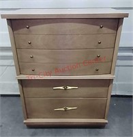 >Retro blond wood chest of drawers 32x42x18