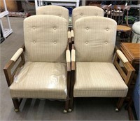 Tufted Back Armed Dining Chairs on Casters