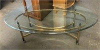 Beveled Glass Top Cocktail Table with Metal Base &