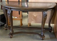 Demilune Table with Glass Inset Top & Scrolled