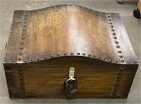 Camelback Wooden Trunk with Nailhead Accents