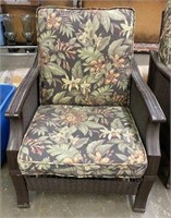 Wicker Patio Armchair with Tropical Theme Cushions
