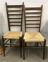 Ladderback Chairs with Rush & Rope Seats- Lot of 2