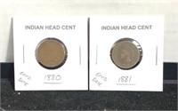 1880 and 1881 good date Indian head cents