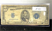 1934 a $5 silver certificate